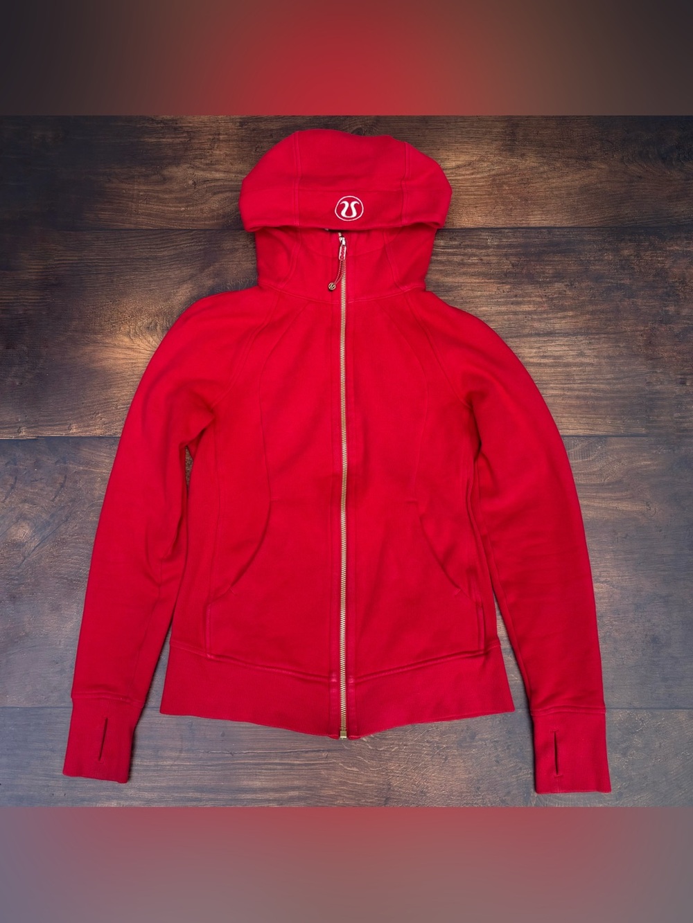 Lululemon Scuba Full Zip Hoodie In Dark Red/Gold Size 4